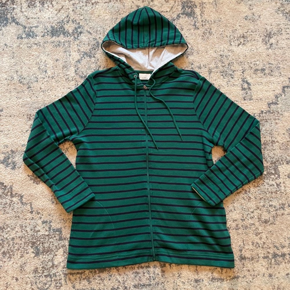 LL Bean French Sailor Full Zip Knit Hoodie